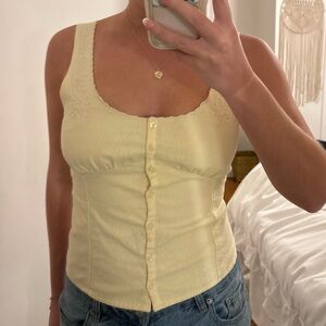Hollister Light Yellow Sleeveless Blouse